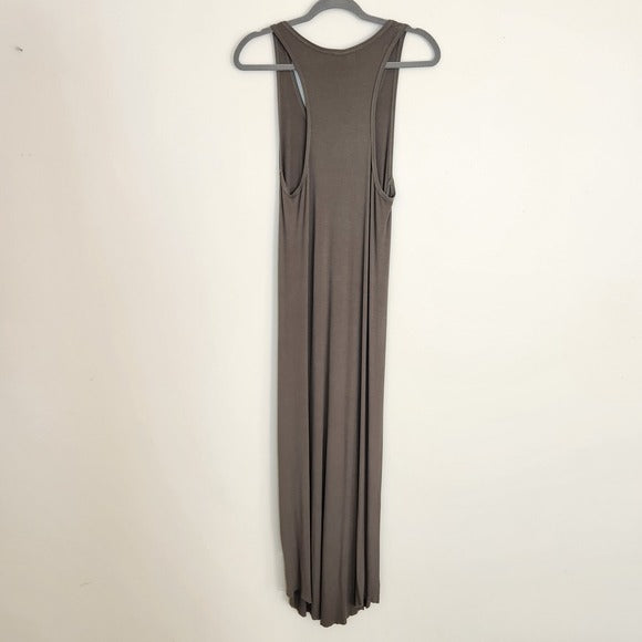 Splendid Olive Green Ribbed knit Sleeveless Fitted Maxi Dress Size Large