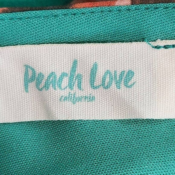 Peach Love California Green Floral Mini Dress Size Large Wedding Guest Dress