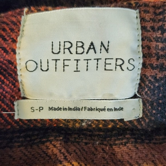 Urban Outfitters Orange Plaid Pinafore Skirt with Belt Size Small Flannel Skirt