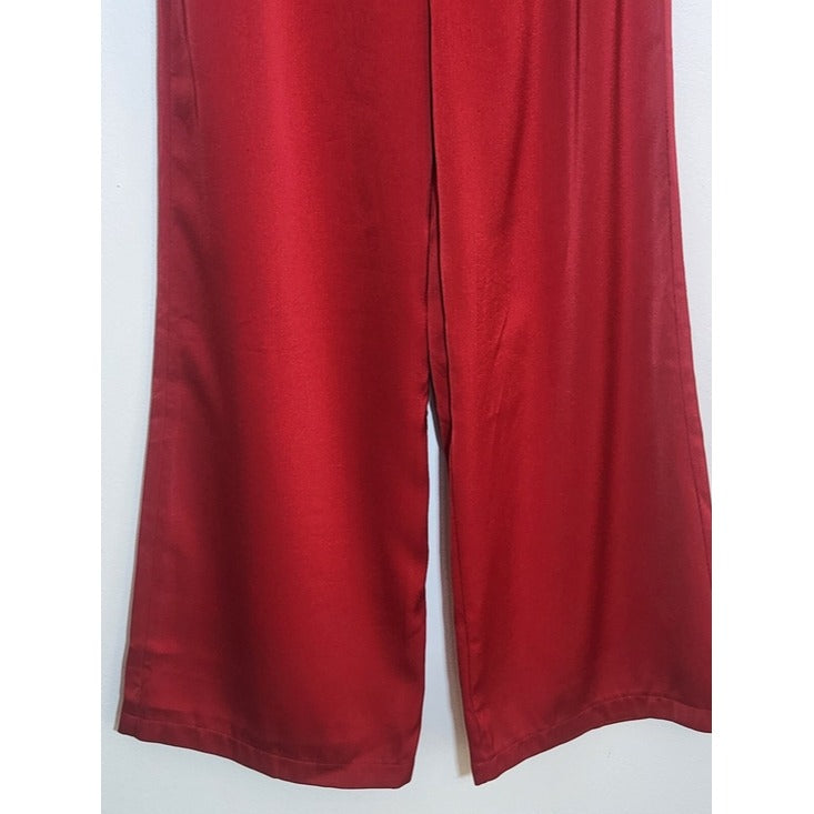Lulus Red Satin Wide Leg Pants Size Medium NWT