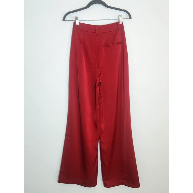 Lulus Red Satin Wide Leg Pants Size Medium NWT