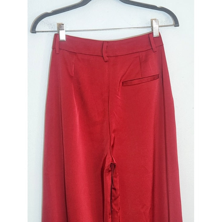 Lulus Red Satin Wide Leg Pants Size Medium NWT