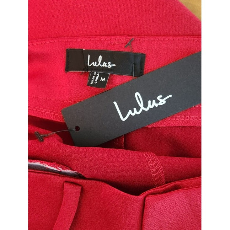 Lulus Red Satin Wide Leg Pants Size Medium NWT