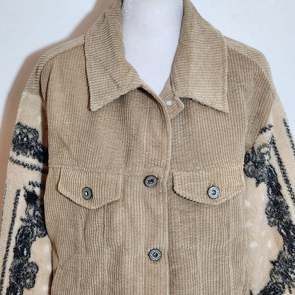 Umgee Tan Corduroy Shacket Jacket Size Large Boho Tan Shacket New
