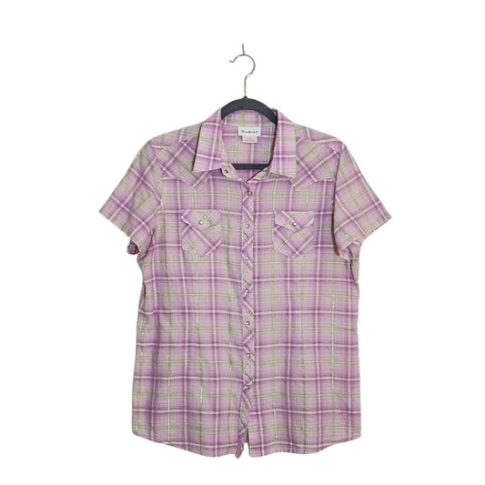 Ariat Pink Plaid Western Snap-Up Top Size Large Coastal Cowgirl