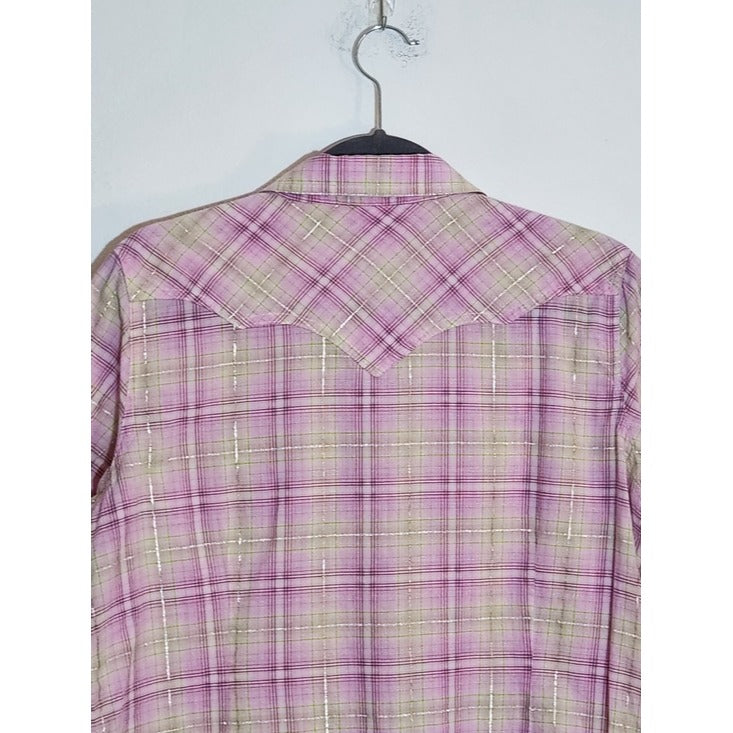 Ariat Pink Plaid Western Snap-Up Top Size Large Coastal Cowgirl