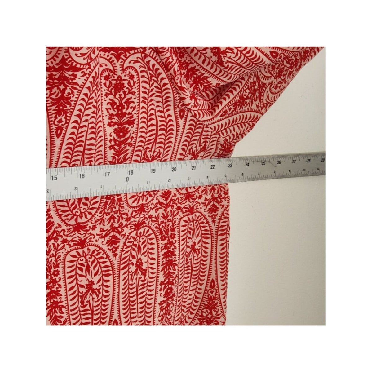 First Love Red and White Boho Print Blouse with Semi Sheer Fabric Size Large