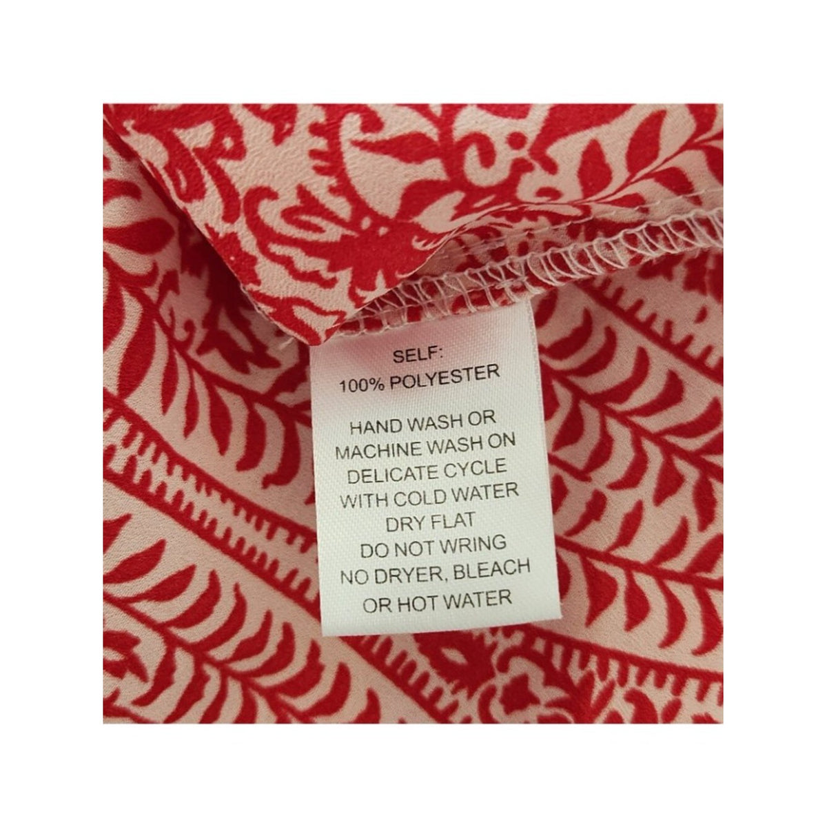 First Love Red and White Boho Print Blouse with Semi Sheer Fabric Size Large