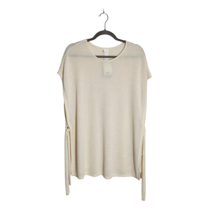 H&M Cream Knit Side Tie Tunic Poncho Style Size Large NWT