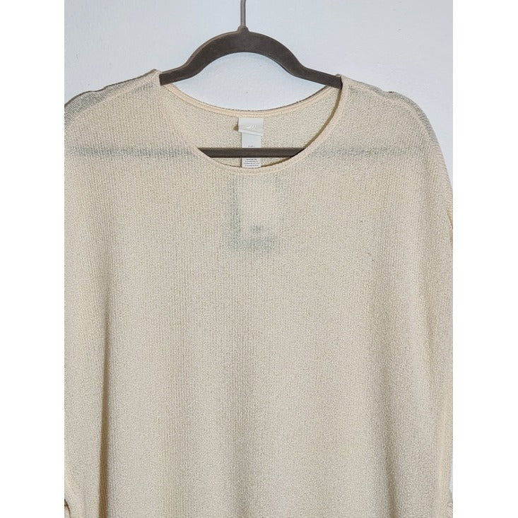 H&M Cream Knit Side Tie Tunic Poncho Style Size Large NWT