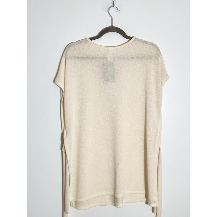 H&M Cream Knit Side Tie Tunic Poncho Style Size Large NWT