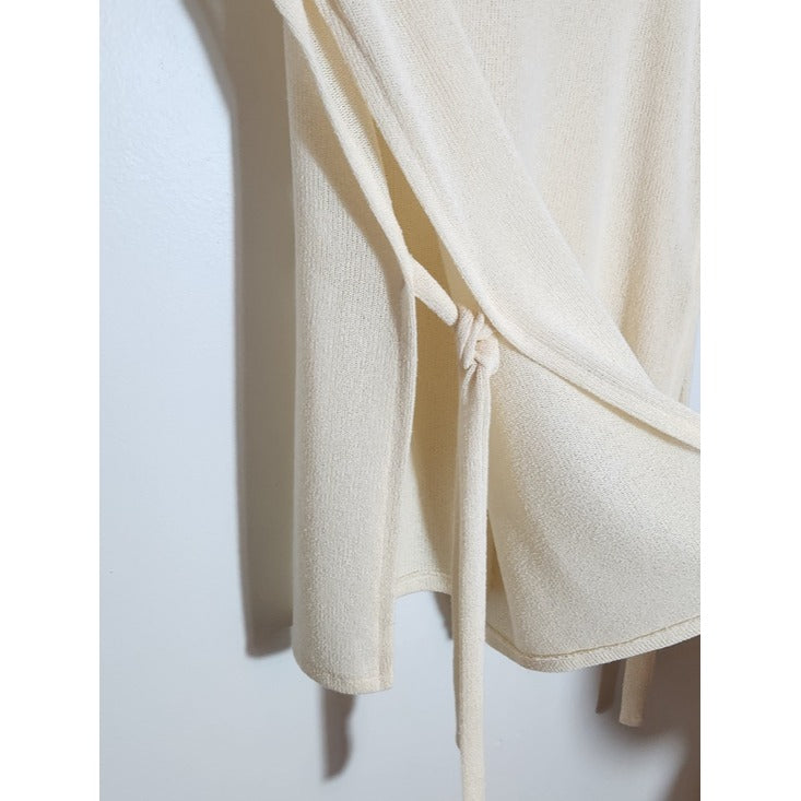H&M Cream Knit Side Tie Tunic Poncho Style Size Large NWT