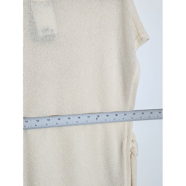 H&M Cream Knit Side Tie Tunic Poncho Style Size Large NWT