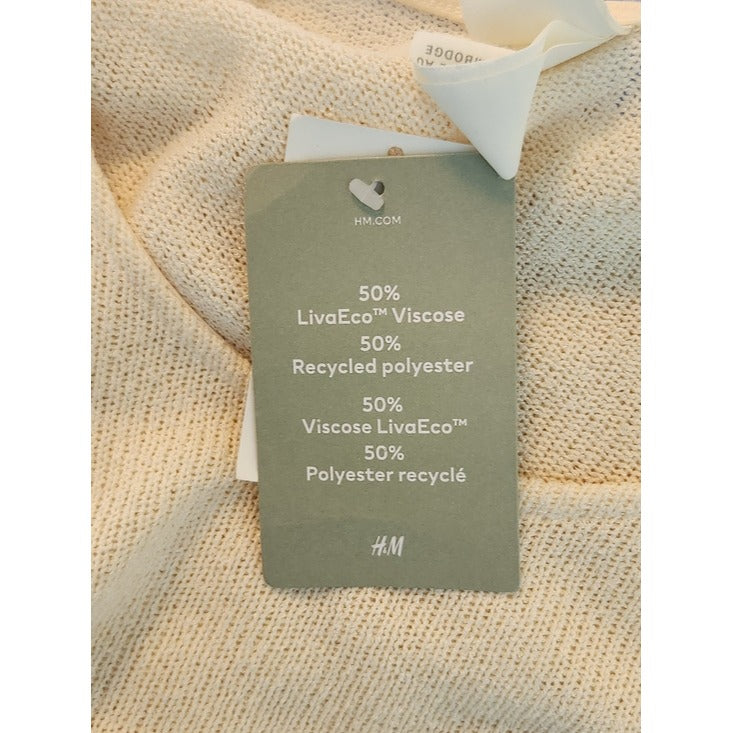 H&M Cream Knit Side Tie Tunic Poncho Style Size Large NWT