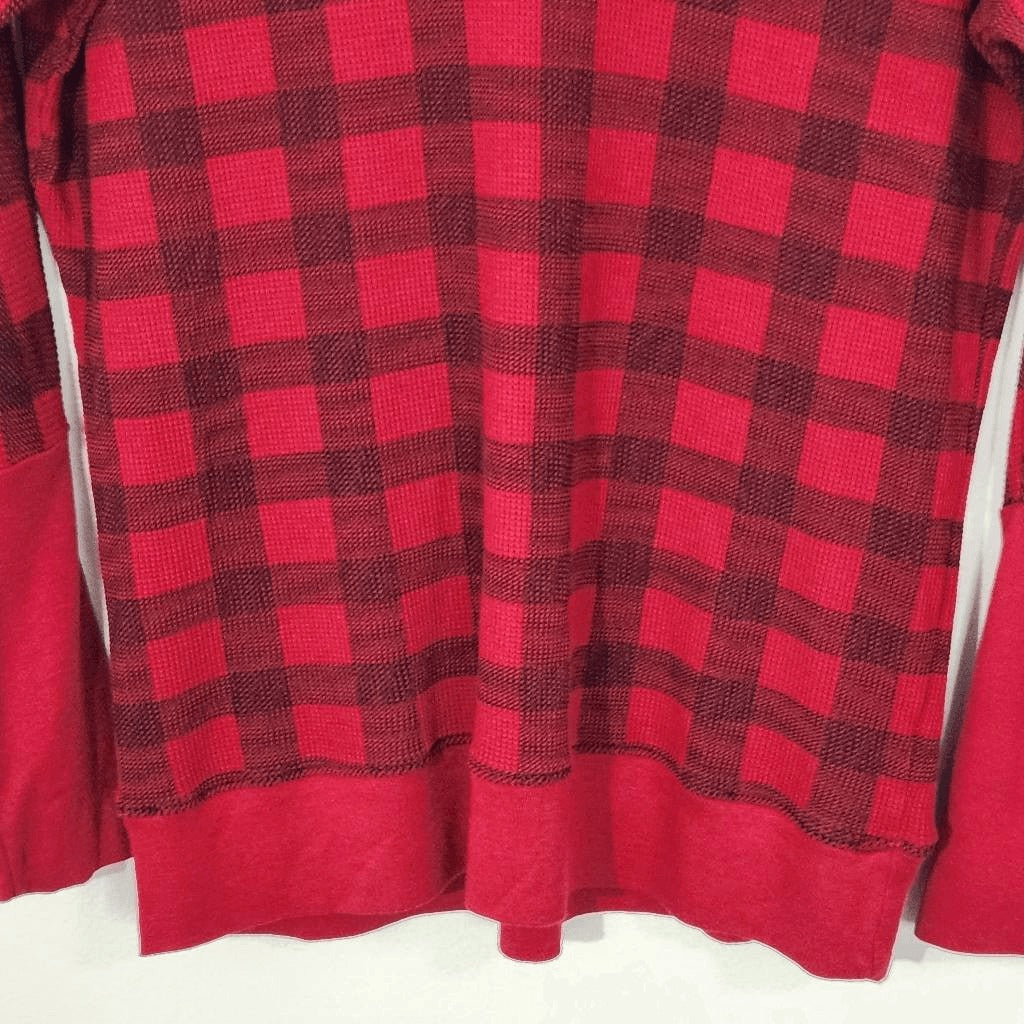 Bobi Red and Black Plaid Top NWT Size Small Red Plaid Knit Revolve Top
