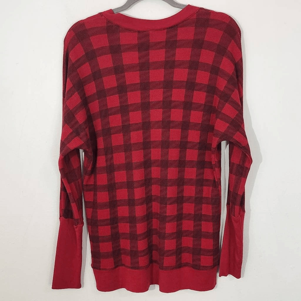 Bobi Red and Black Plaid Top NWT Size Small Red Plaid Knit Revolve Top