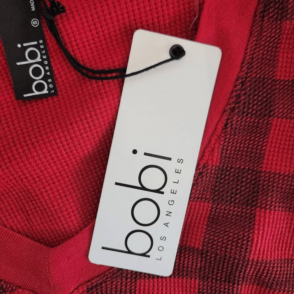 Bobi Red and Black Plaid Top NWT Size Small Red Plaid Knit Revolve Top