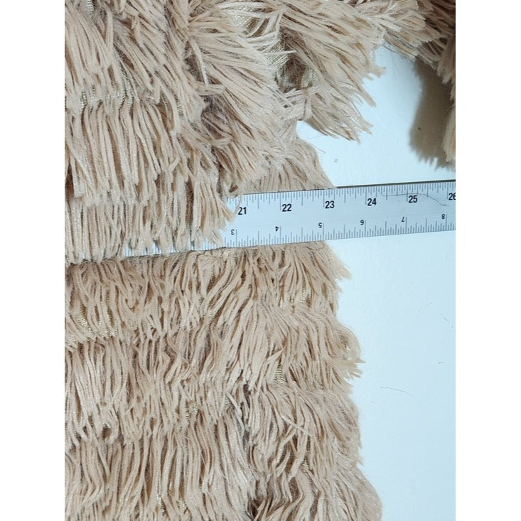 Beige Faux Fur Shaggy Boho Jacket Size Medium
