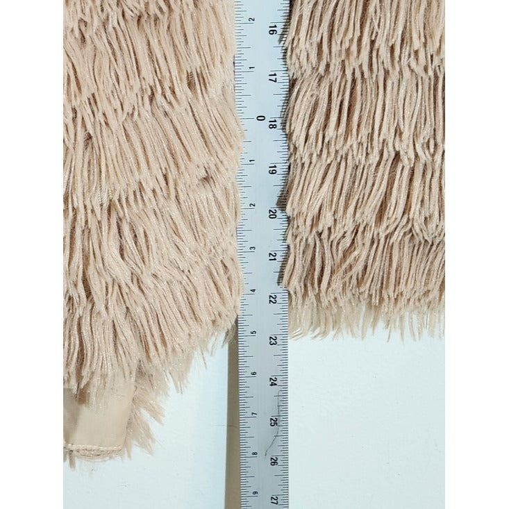 Beige Faux Fur Shaggy Boho Jacket Size Medium