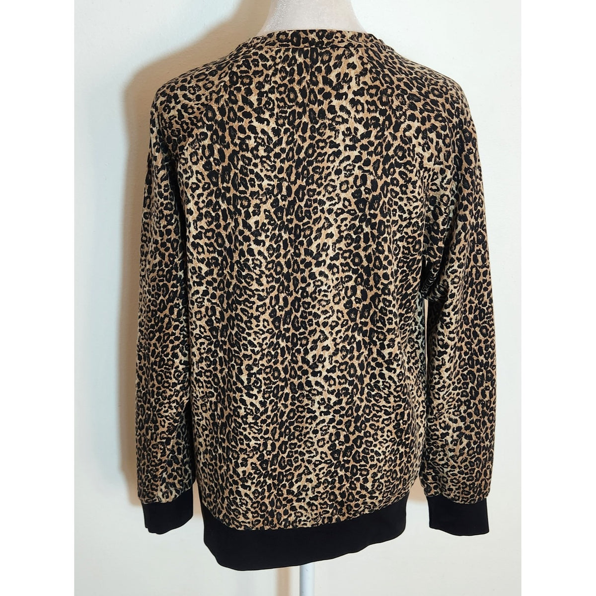 Tezenis Black and Brown Leopard Print Two Piece Pajama Lounge Set Size Small