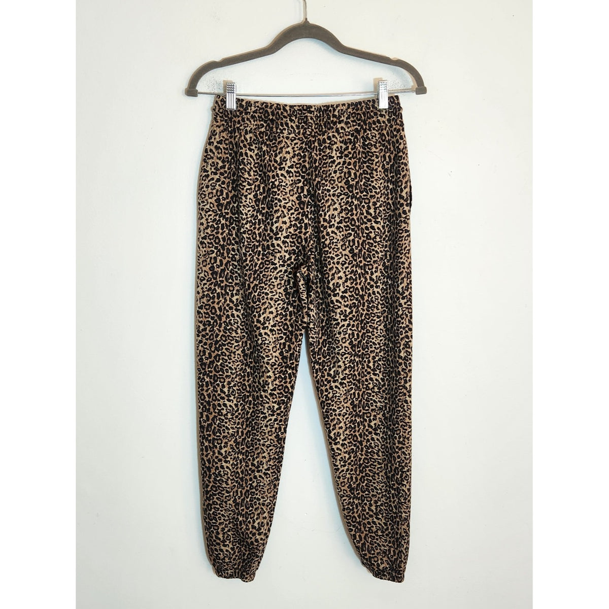 Tezenis Black and Brown Leopard Print Two Piece Pajama Lounge Set Size Small