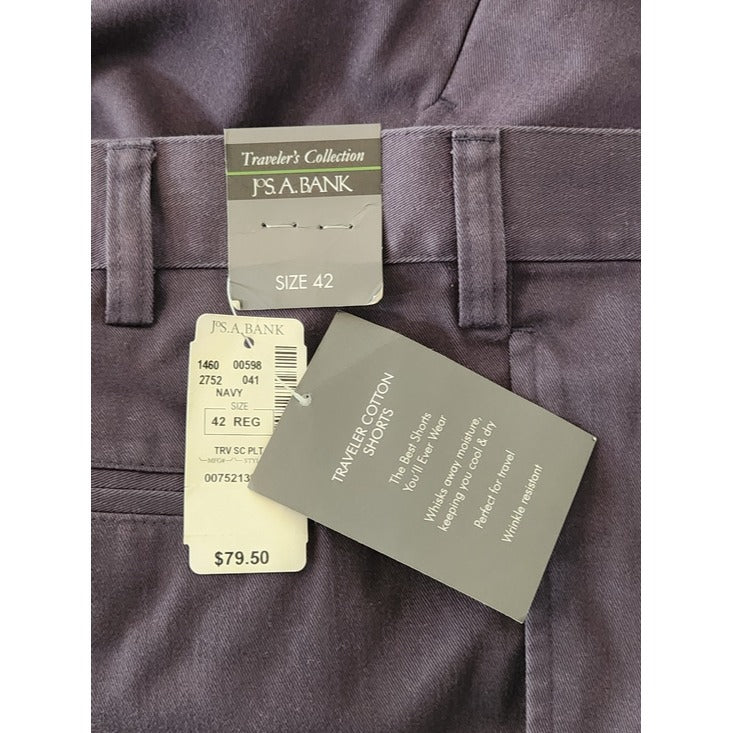 Jos. A. Bank Travelers Collection Navy Pleated Shorts Size 42 NWT