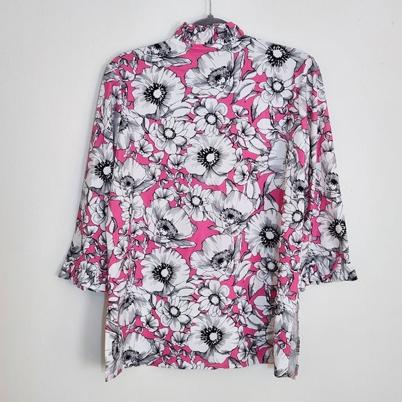 Jude Connally Pink Floral Print Blouse Size Small