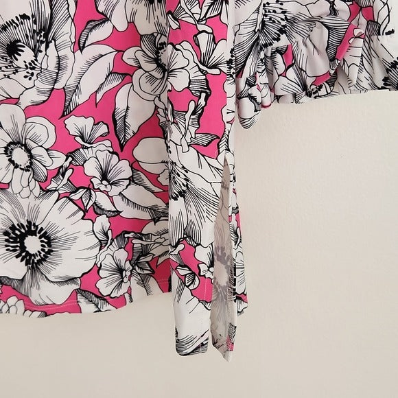 Jude Connally Pink Floral Print Blouse Size Small