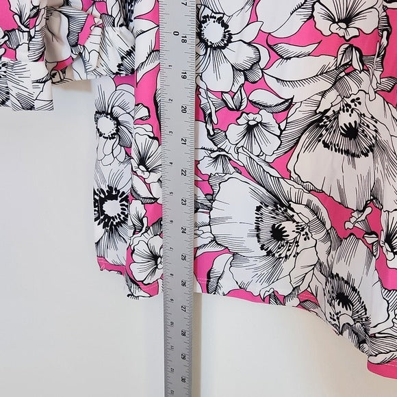 Jude Connally Pink Floral Print Blouse Size Small