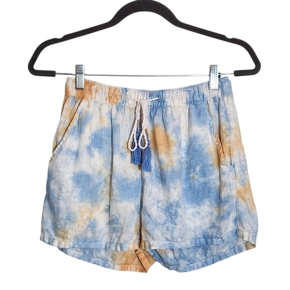 Rachel Zoe Blue and Orange Linen Pull-On Shorts Size XS