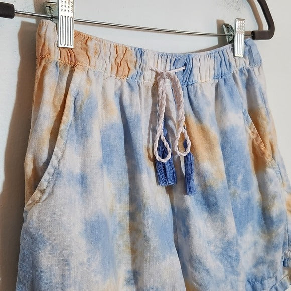 Rachel Zoe Blue and Orange Linen Pull-On Shorts Size XS