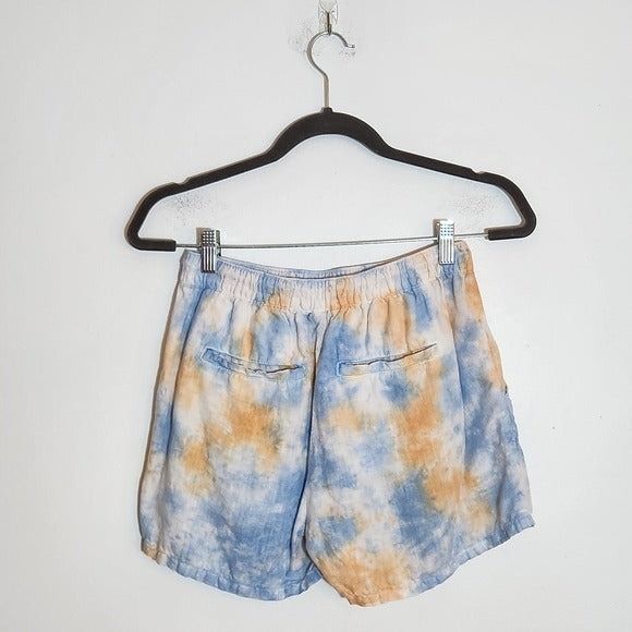 Rachel Zoe Blue and Orange Linen Pull-On Shorts Size XS