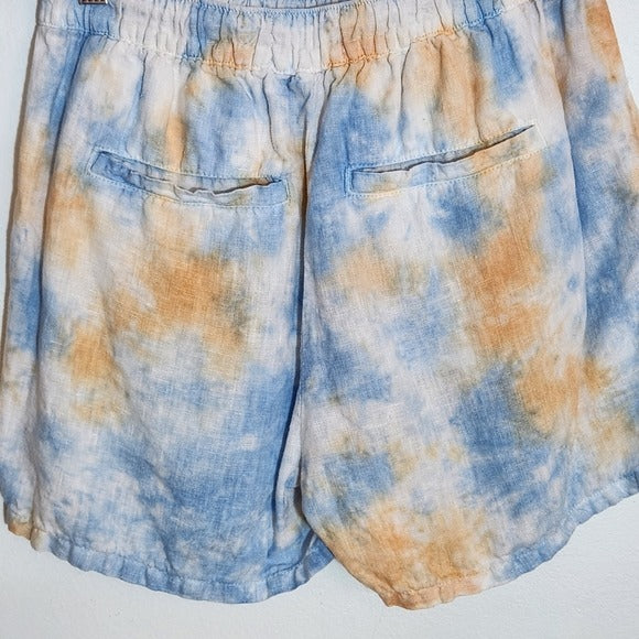 Rachel Zoe Blue and Orange Linen Pull-On Shorts Size XS