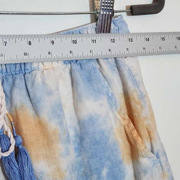 Rachel Zoe Blue and Orange Linen Pull-On Shorts Size XS