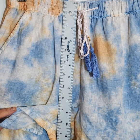 Rachel Zoe Blue and Orange Linen Pull-On Shorts Size XS