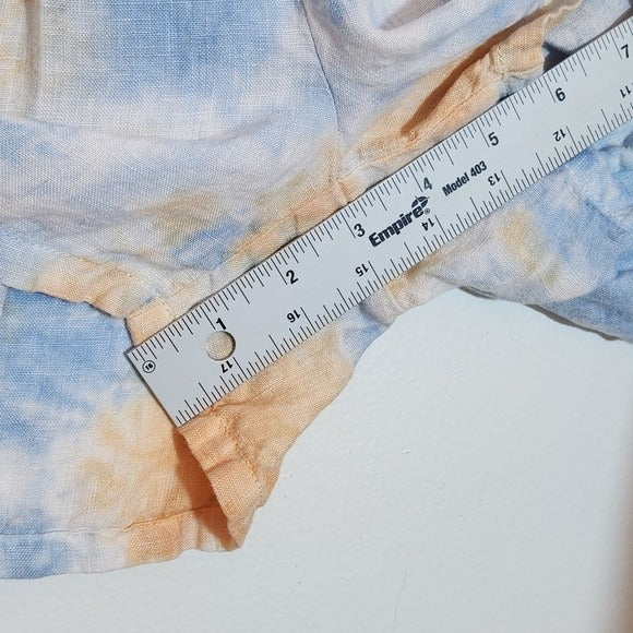 Rachel Zoe Blue and Orange Linen Pull-On Shorts Size XS