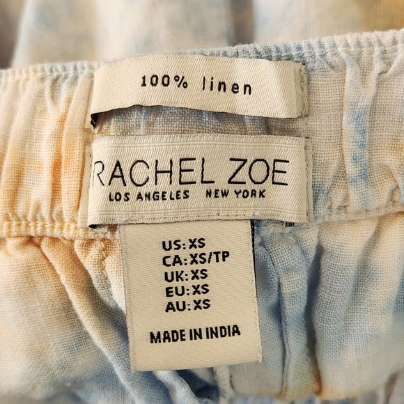 Rachel Zoe Blue and Orange Linen Pull-On Shorts Size XS