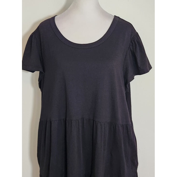 Time and Tru Black Tiered Babydoll Mini Dress Size XL
