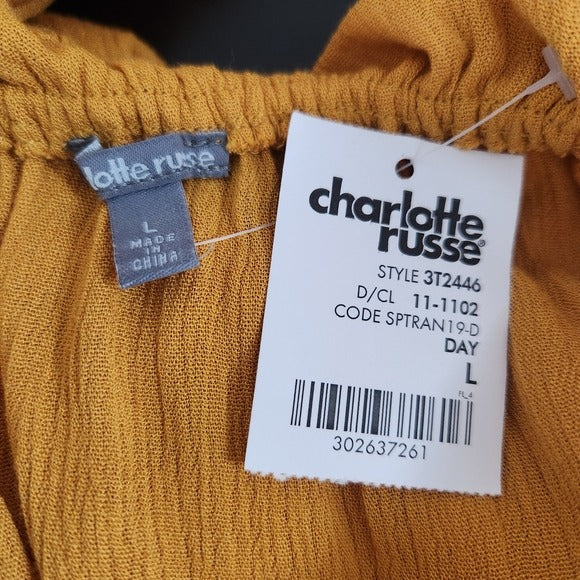 Charlotte Russe Mustard Gold Off-the-Shoulder Cropped Top Size Large