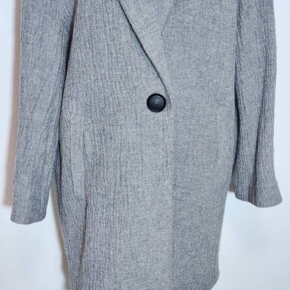 Zara Gray Textured Oversized Coat Size XS Single-Button Zara Gray Coat