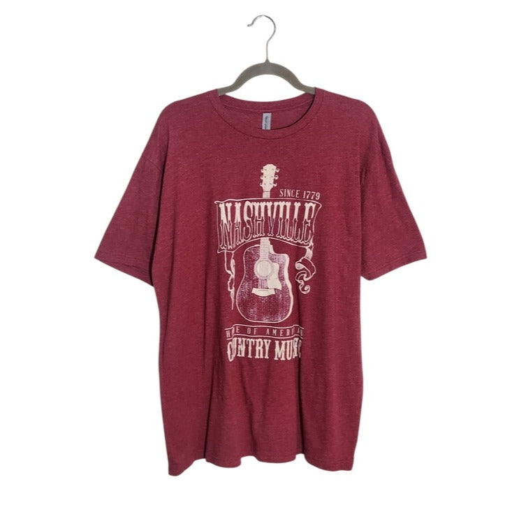 Next Level Apparel Mens Red Nashville Country Music Graphic Tee Size XL