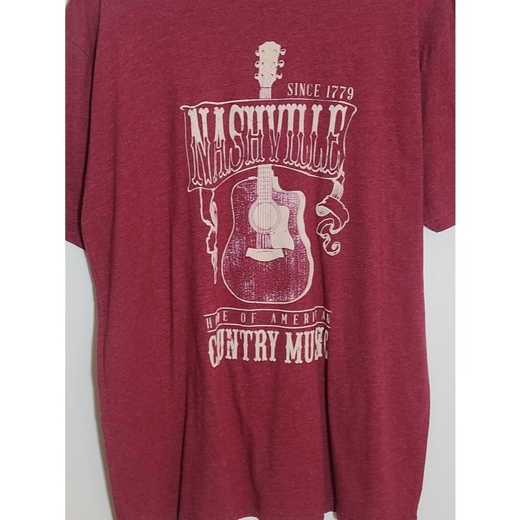 Next Level Apparel Mens Red Nashville Country Music Graphic Tee Size XL