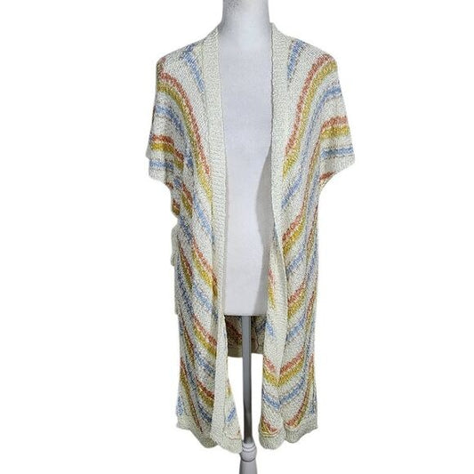 Loveriche Colorful Boho Knit Vest with Side Ties Size Small Knit Open Vest