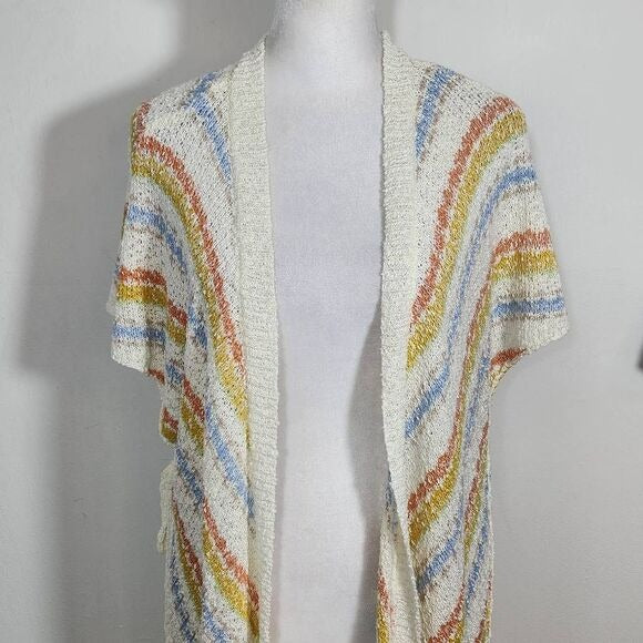 Loveriche Colorful Boho Knit Vest with Side Ties Size Small Knit Open Vest