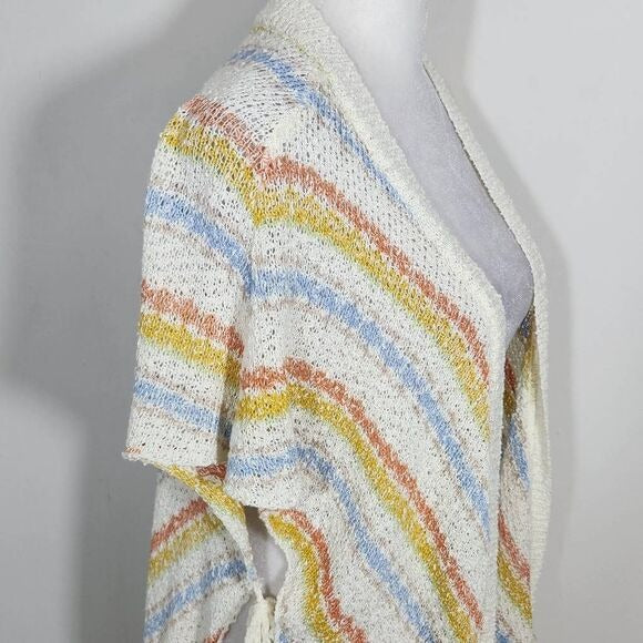 Loveriche Colorful Boho Knit Vest with Side Ties Size Small Knit Open Vest