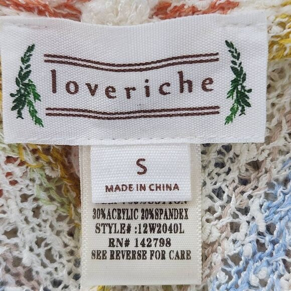 Loveriche Colorful Boho Knit Vest with Side Ties Size Small Knit Open Vest