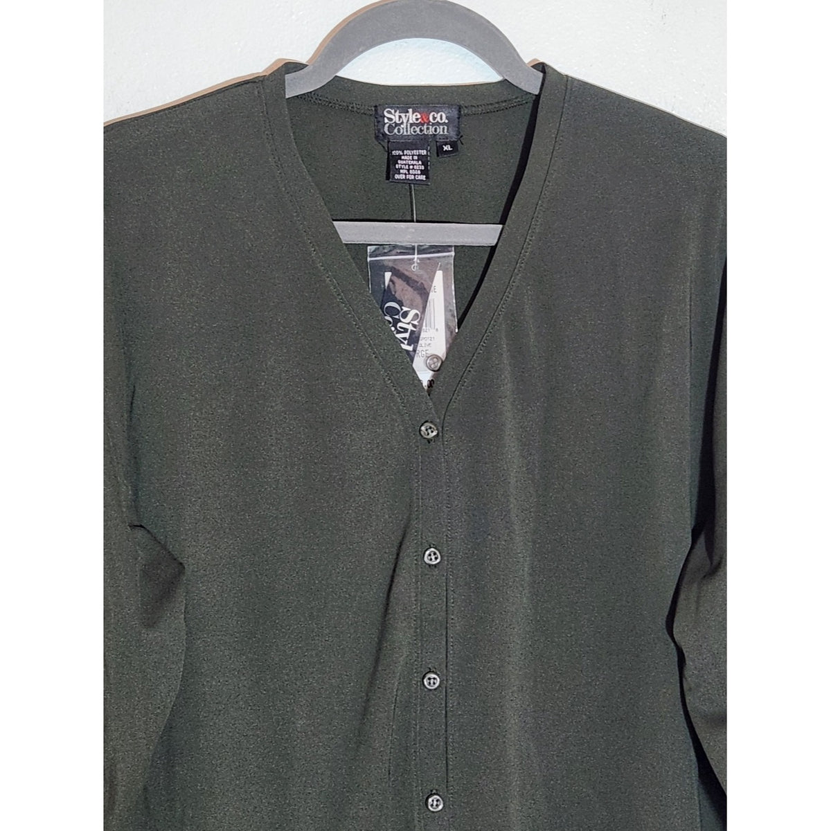 Style & Co. Olive Green V-Neck Button-Up Cardigan Size XL NWT