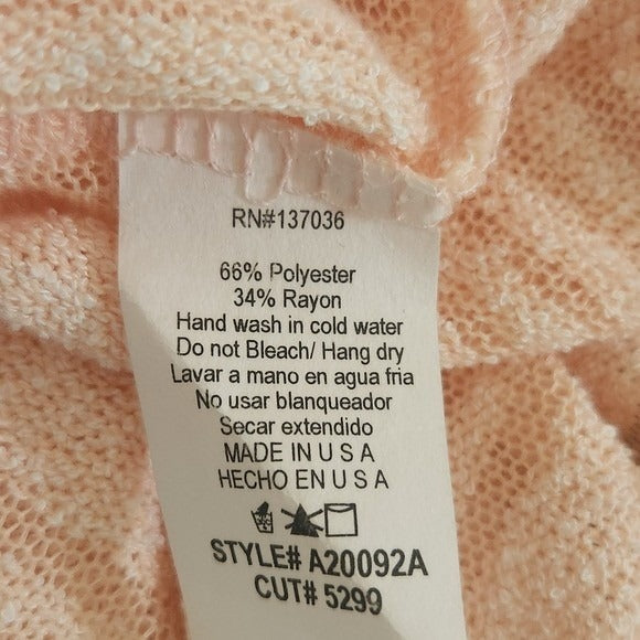 Paper Crane Peach V-Neck Knit Crop Top with Crochet Lace Detail NWT Size Small