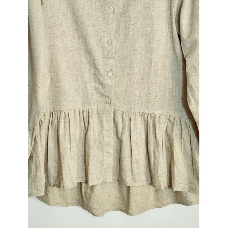 Natural Cream Textured Oversized Button Down Tunic Size Medium