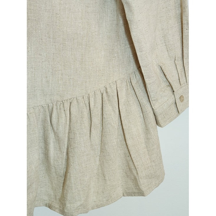 Natural Cream Textured Oversized Button Down Tunic Size Medium